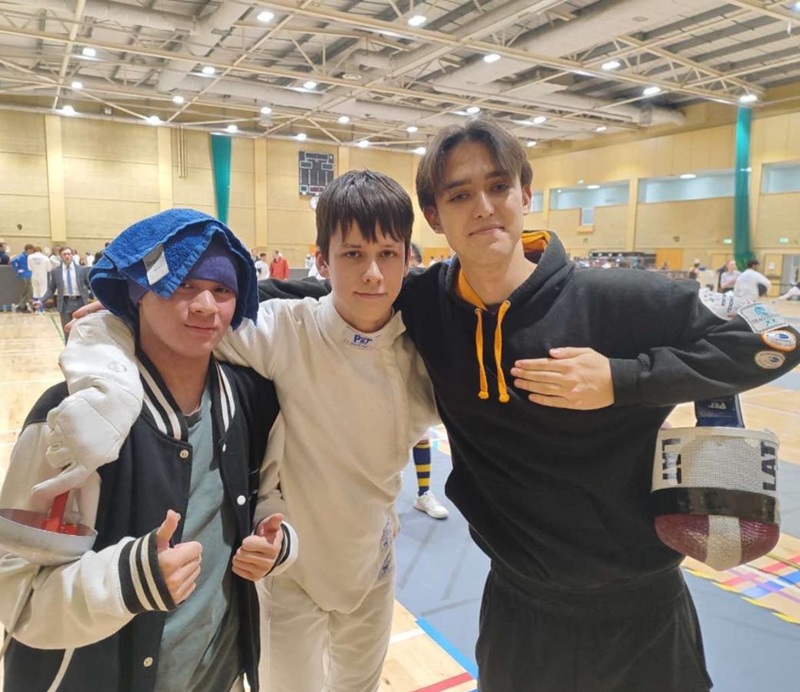 Zedd, Alex & Alex (Alex T heriocally hiding his Lewes Fencing top logo)